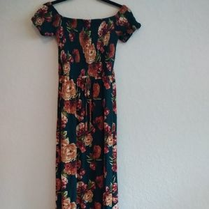 Hunter green floral maxi dress